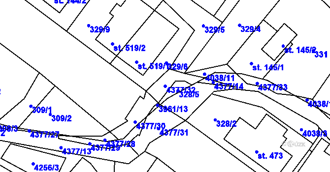 Parcela st. 4377/32 v KÚ Jedlová u Poličky, Katastrální mapa