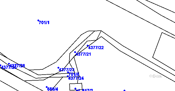 Parcela st. 4377/22 v KÚ Jedlová u Poličky, Katastrální mapa