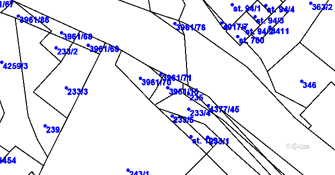 Parcela st. 3961/15 v KÚ Jedlová u Poličky, Katastrální mapa