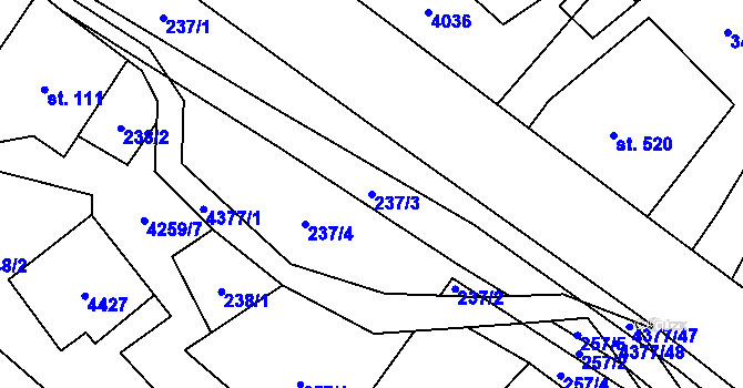 Parcela st. 237/3 v KÚ Jedlová u Poličky, Katastrální mapa