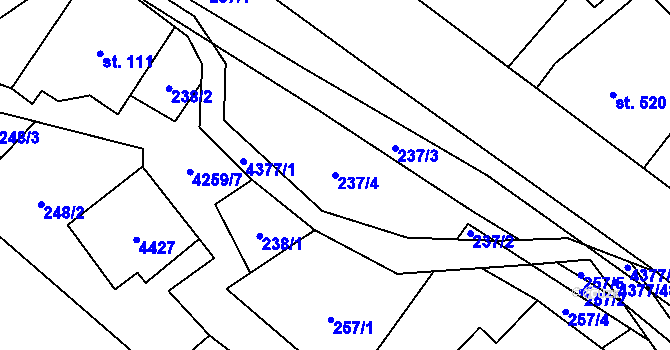 Parcela st. 237/4 v KÚ Jedlová u Poličky, Katastrální mapa