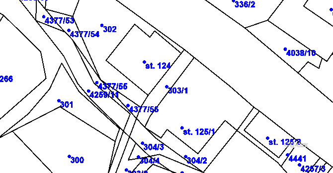 Parcela st. 303/1 v KÚ Jedlová u Poličky, Katastrální mapa