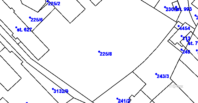Parcela st. 225/8 v KÚ Jedlová u Poličky, Katastrální mapa