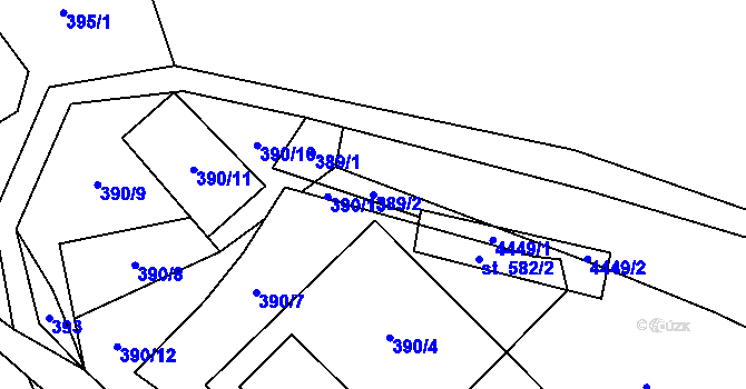 Parcela st. 389/2 v KÚ Jedlová u Poličky, Katastrální mapa