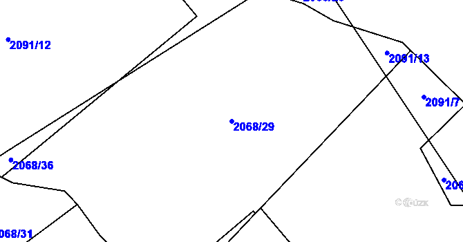 Parcela st. 2068/29 v KÚ Jedlová u Poličky, Katastrální mapa