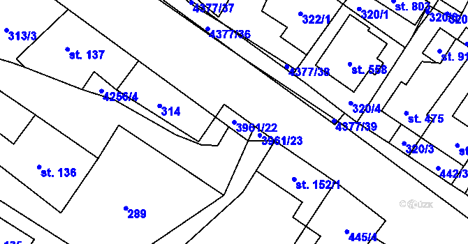 Parcela st. 3961/22 v KÚ Jedlová u Poličky, Katastrální mapa
