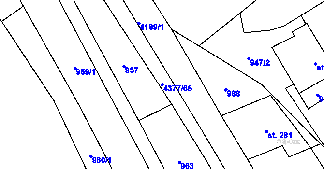 Parcela st. 4377/65 v KÚ Jedlová u Poličky, Katastrální mapa