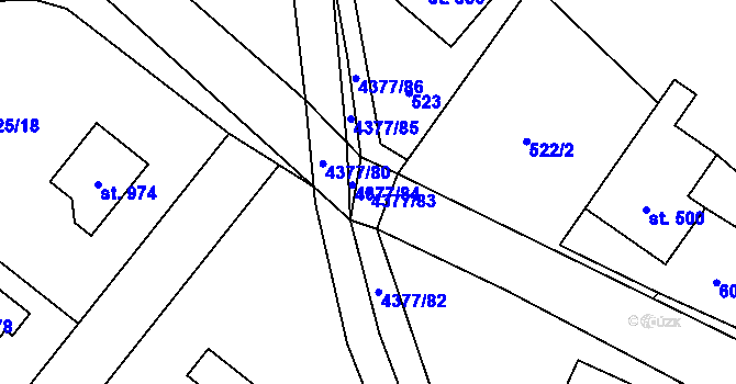 Parcela st. 4377/83 v KÚ Jedlová u Poličky, Katastrální mapa
