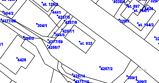 Parcela st. 932 v KÚ Jedlová u Poličky, Katastrální mapa