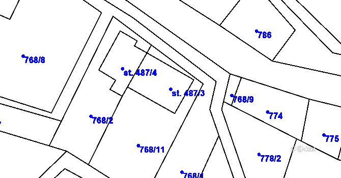 Parcela st. 487/3 v KÚ Jedlová u Poličky, Katastrální mapa