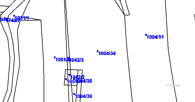 Parcela st. 1004/34 v KÚ Jedomělice, Katastrální mapa