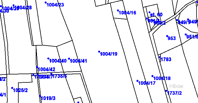 Parcela st. 1004/19 v KÚ Jedomělice, Katastrální mapa