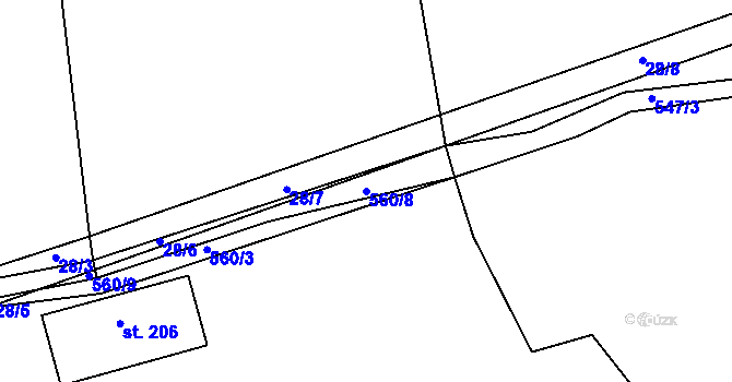 Parcela st. 560/8 v KÚ Jedomělice, Katastrální mapa