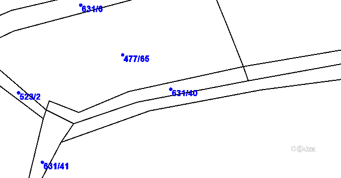 Parcela st. 631/40 v KÚ Jedomělice, Katastrální mapa