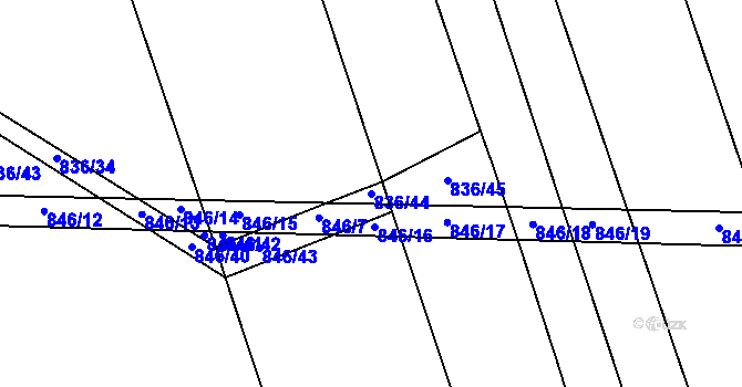 Parcela st. 836/44 v KÚ Jedomělice, Katastrální mapa