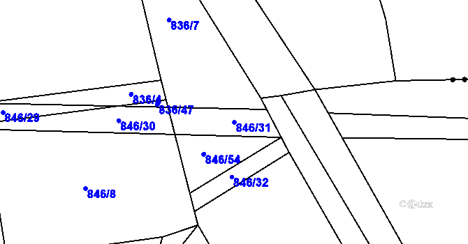 Parcela st. 846/31 v KÚ Jedomělice, Katastrální mapa