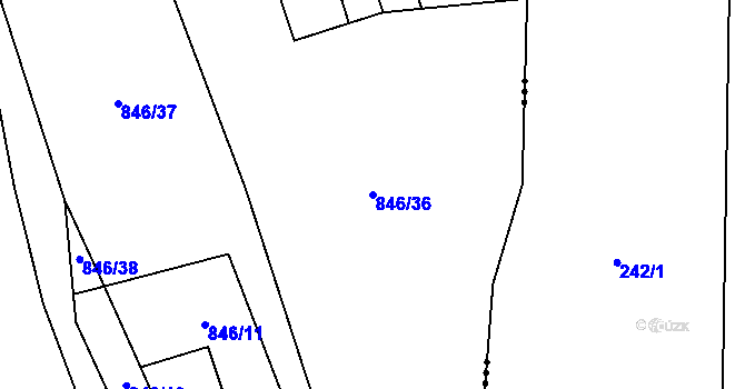 Parcela st. 846/36 v KÚ Jedomělice, Katastrální mapa