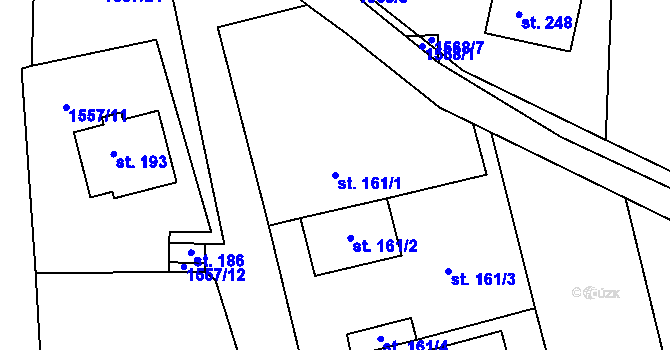 Parcela st. 161/1 v KÚ Jedomělice, Katastrální mapa