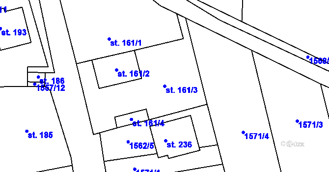 Parcela st. 161/3 v KÚ Jedomělice, Katastrální mapa