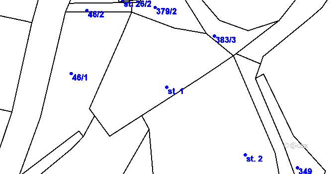 Parcela st. 1 v KÚ Jedouchov, Katastrální mapa