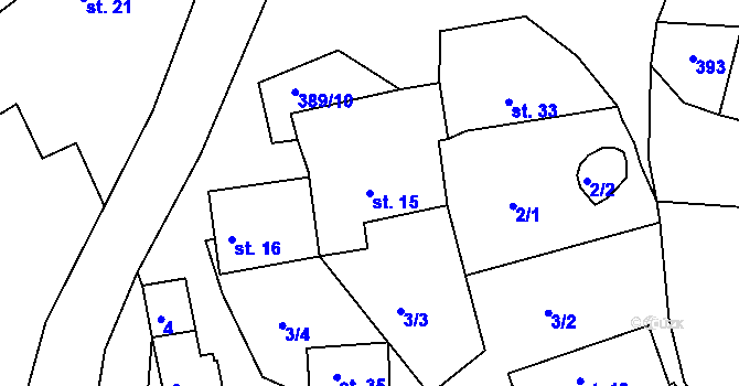 Parcela st. 15 v KÚ Jedouchov, Katastrální mapa