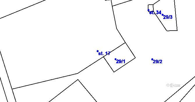 Parcela st. 17 v KÚ Jedouchov, Katastrální mapa