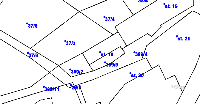Parcela st. 18 v KÚ Jedouchov, Katastrální mapa