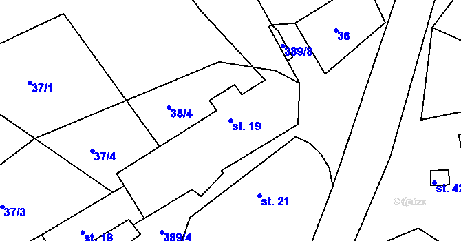 Parcela st. 19 v KÚ Jedouchov, Katastrální mapa