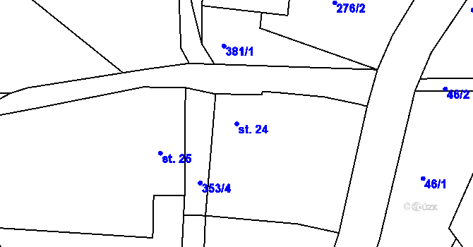 Parcela st. 24 v KÚ Jedouchov, Katastrální mapa