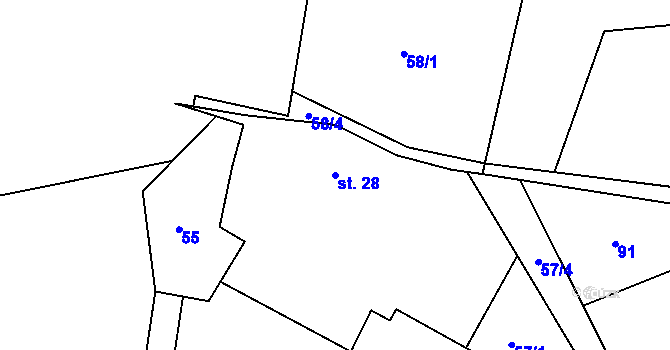 Parcela st. 28 v KÚ Jedouchov, Katastrální mapa