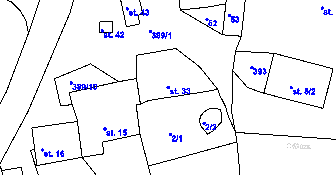 Parcela st. 33 v KÚ Jedouchov, Katastrální mapa