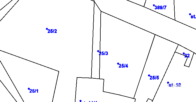 Parcela st. 25/3 v KÚ Jedouchov, Katastrální mapa