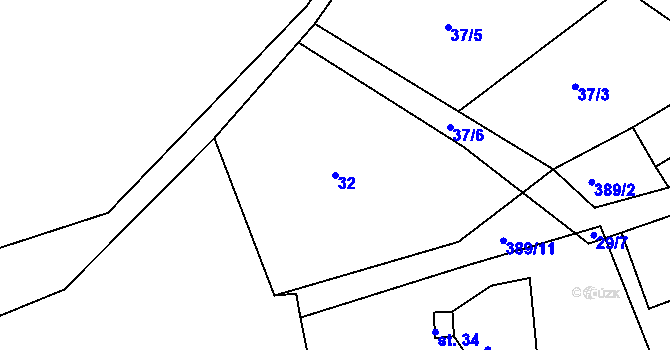 Parcela st. 32 v KÚ Jedouchov, Katastrální mapa