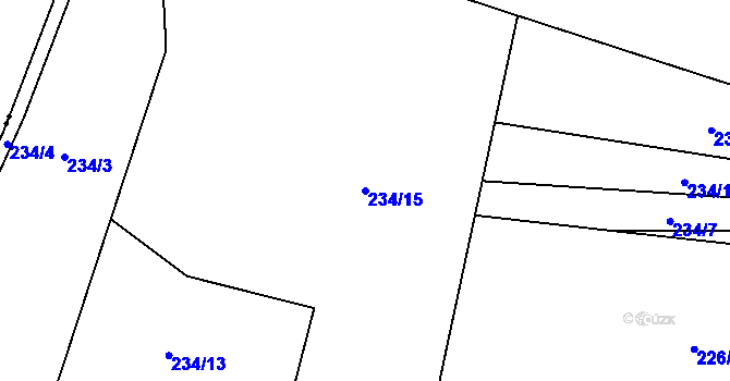 Parcela st. 234/15 v KÚ Jedouchov, Katastrální mapa