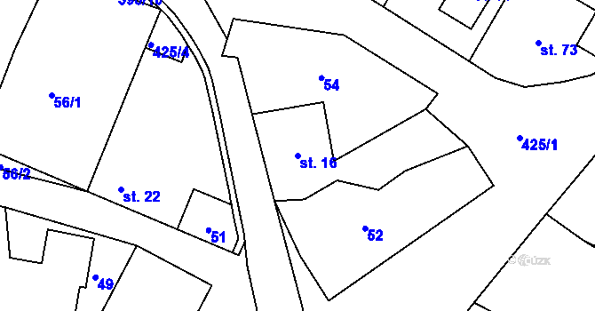 Parcela st. 16 v KÚ Jedousov, Katastrální mapa