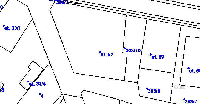 Parcela st. 62 v KÚ Jedousov, Katastrální mapa