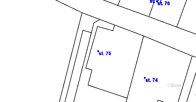 Parcela st. 75 v KÚ Jedousov, Katastrální mapa