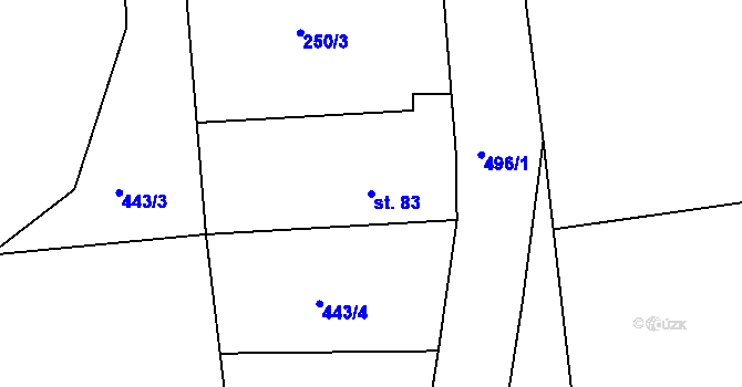 Parcela st. 83 v KÚ Jedousov, Katastrální mapa