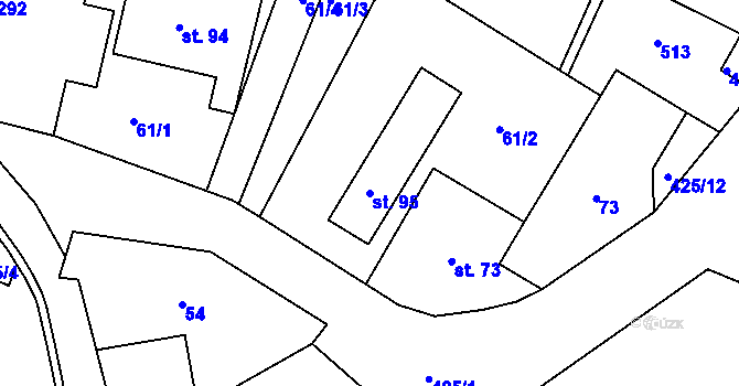 Parcela st. 95 v KÚ Jedousov, Katastrální mapa