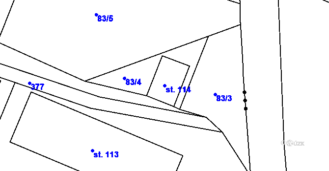 Parcela st. 114 v KÚ Jedousov, Katastrální mapa