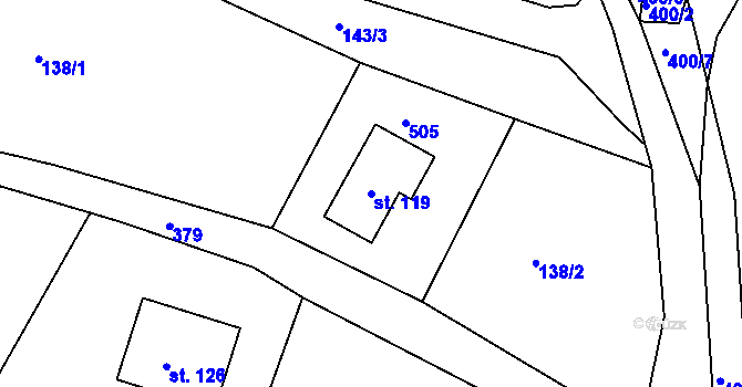 Parcela st. 119 v KÚ Jedousov, Katastrální mapa