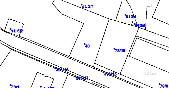 Parcela st. 40 v KÚ Jedousov, Katastrální mapa