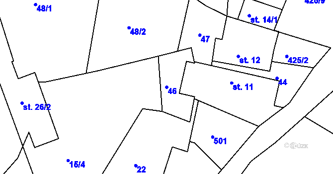 Parcela st. 46 v KÚ Jedousov, Katastrální mapa