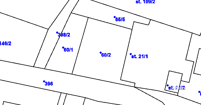 Parcela st. 60/2 v KÚ Jedousov, Katastrální mapa