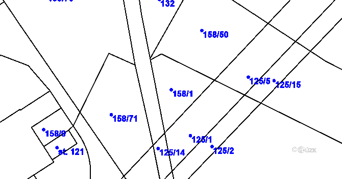 Parcela st. 158/1 v KÚ Jedousov, Katastrální mapa