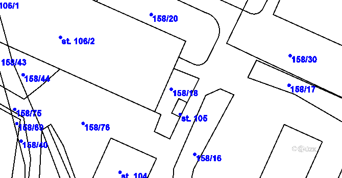 Parcela st. 158/18 v KÚ Jedousov, Katastrální mapa