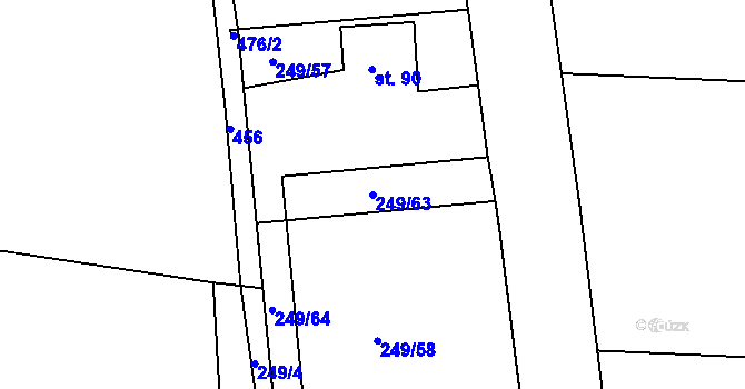 Parcela st. 249/63 v KÚ Jedousov, Katastrální mapa
