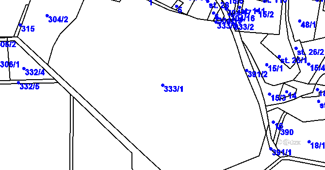 Parcela st. 333/1 v KÚ Jedousov, Katastrální mapa