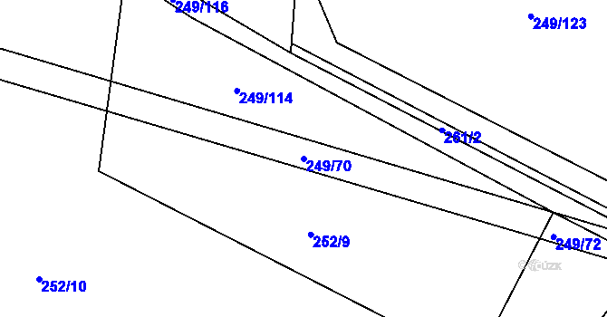 Parcela st. 249/70 v KÚ Jedousov, Katastrální mapa