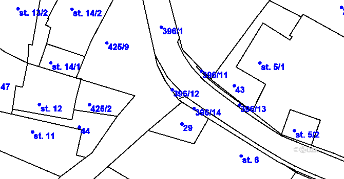 Parcela st. 396/12 v KÚ Jedousov, Katastrální mapa